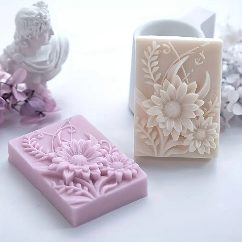 Soap Making Things - 3D 꽃 사각형 비누 실리콘 금형