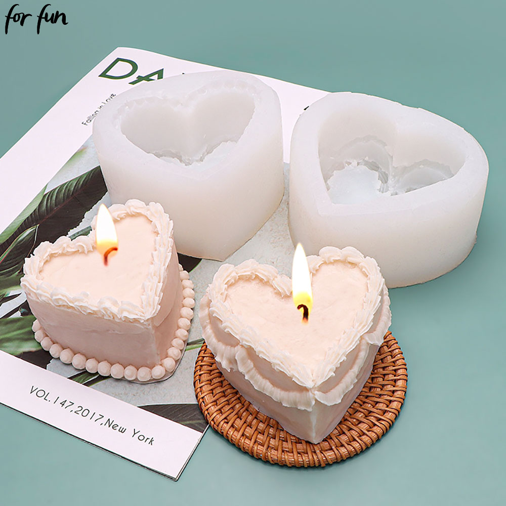 Soap Making Things - 재미있는 심장 케이크 모양의 양초 실리콘