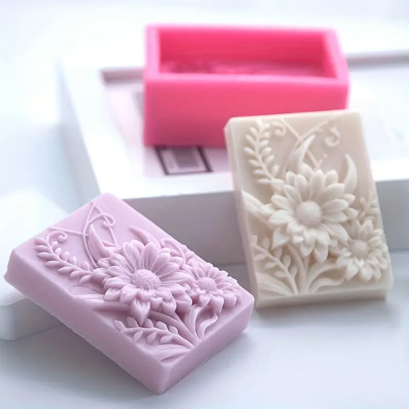 3D 꽃 사각형 비누 실리콘 금형 직사각형 수제 향기로 - Soap Making Things 리뷰 및 가격