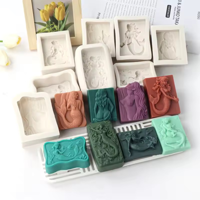직사각형 바다 스타일 3D 인어 캔들 몰드 DIY 릴리 - Soap Making Things 리뷰 및 가격