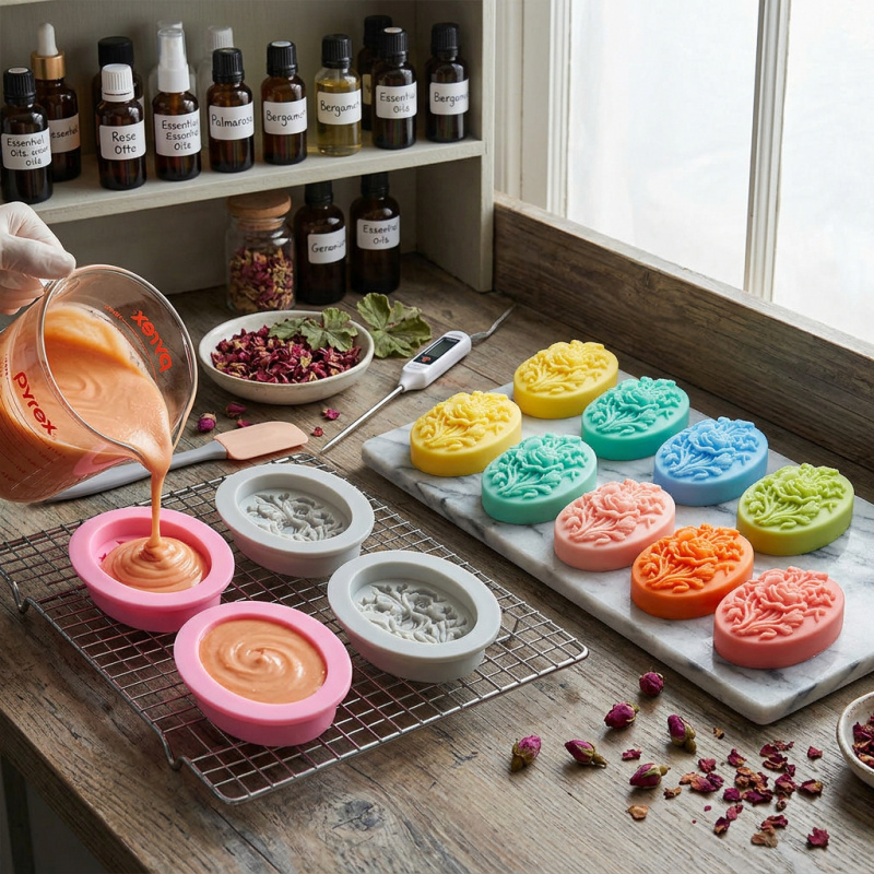 4개의 꽃 모양 실리콘 몰드, 쉽게 탈형이 가능하고 재 - Soap Making Easy 리뷰 및 가격